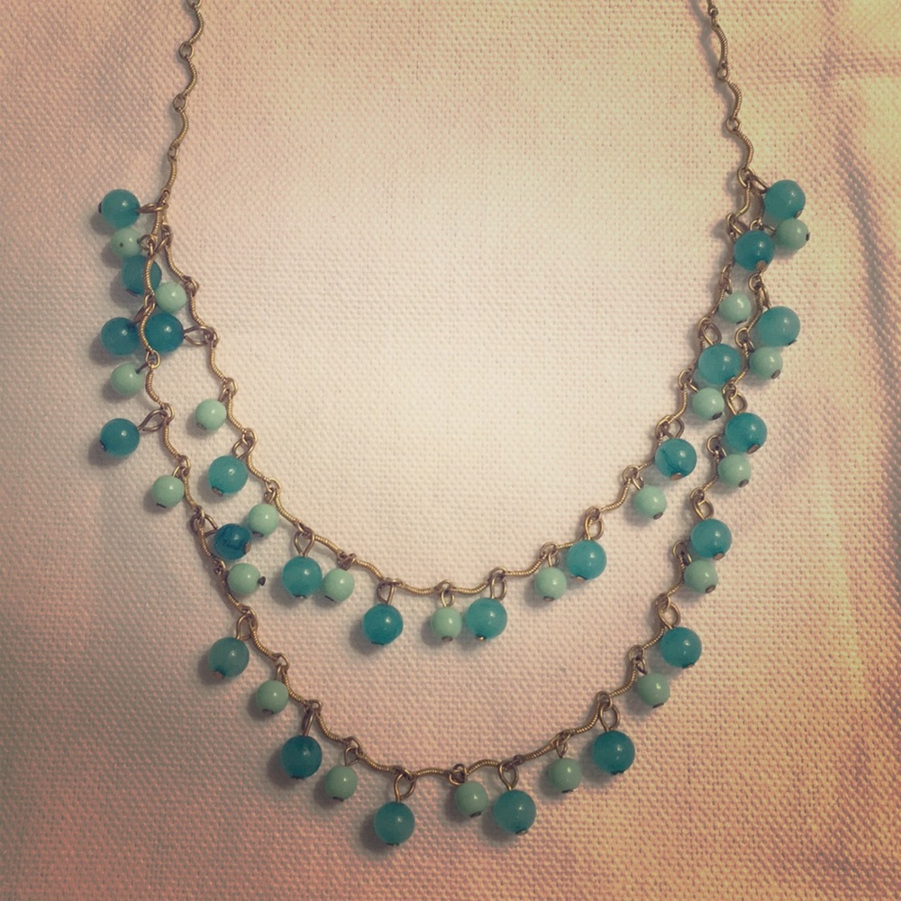 Turquoise bead two-strand necklace